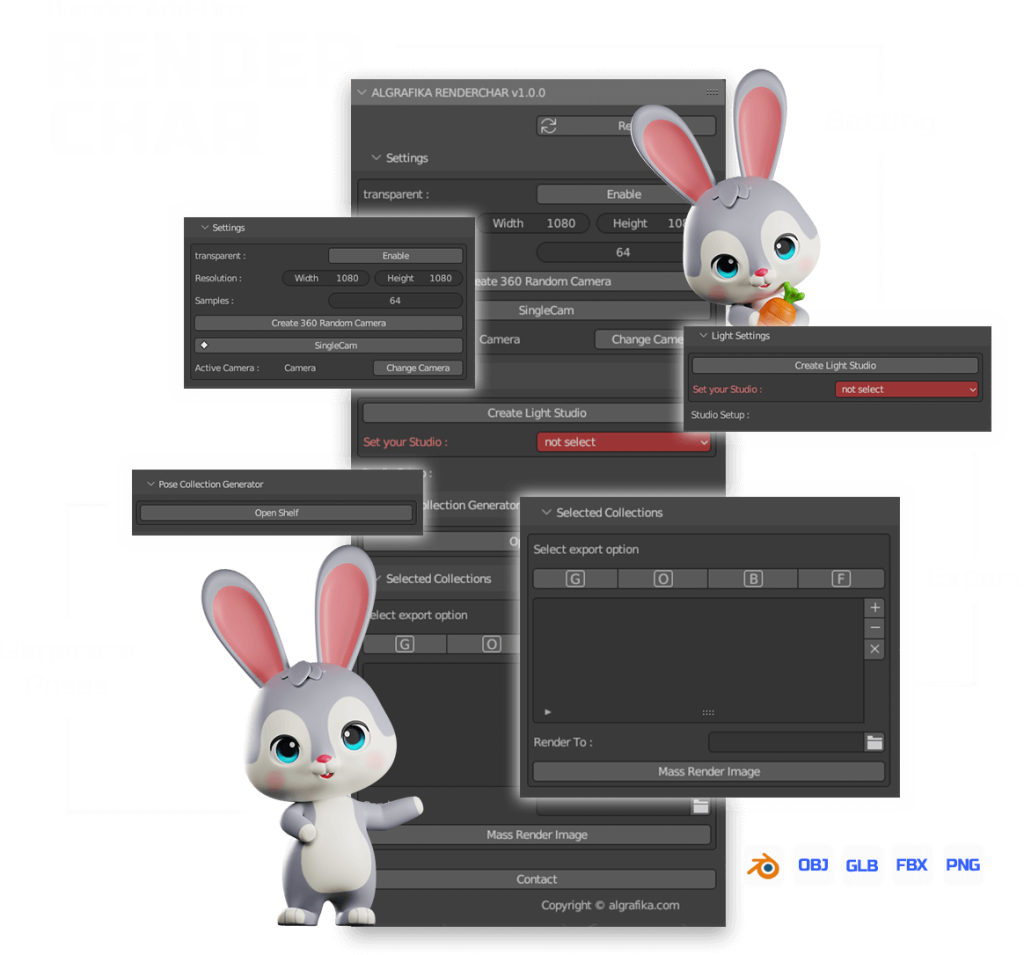 Algrafika Blender Add-Ons Renderchar